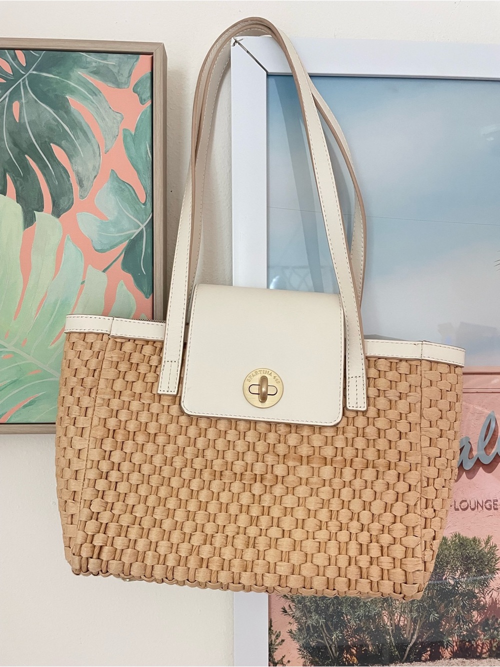 Spartina 449 Bamboo Moon Layla Woven Leather Shoulder Bag Handbag